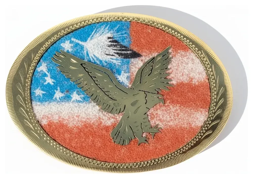 Attack Eagle on USA Flag Sandpainted