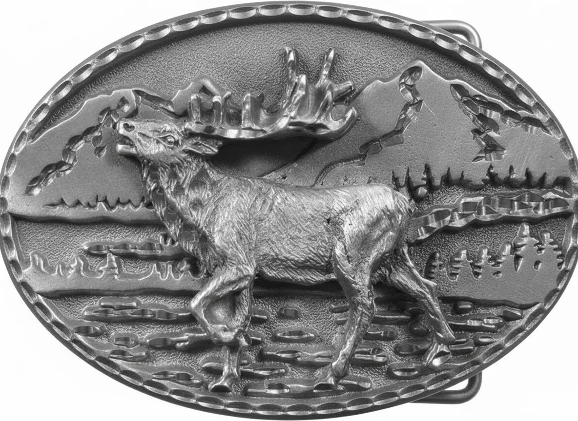 Elk in Mountain Lake Scene
