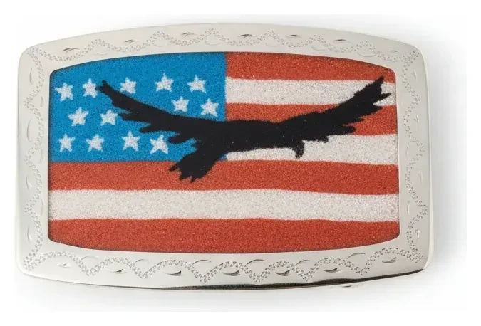 Soaring Eagle on USA Flag Sandpainted