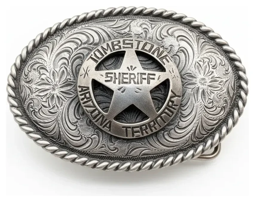Tombstone Sheriff Badge on Buckle